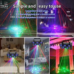 21镜头RGB紫外迪斯科频闪灯室内DMX 512遥控派对投影灯