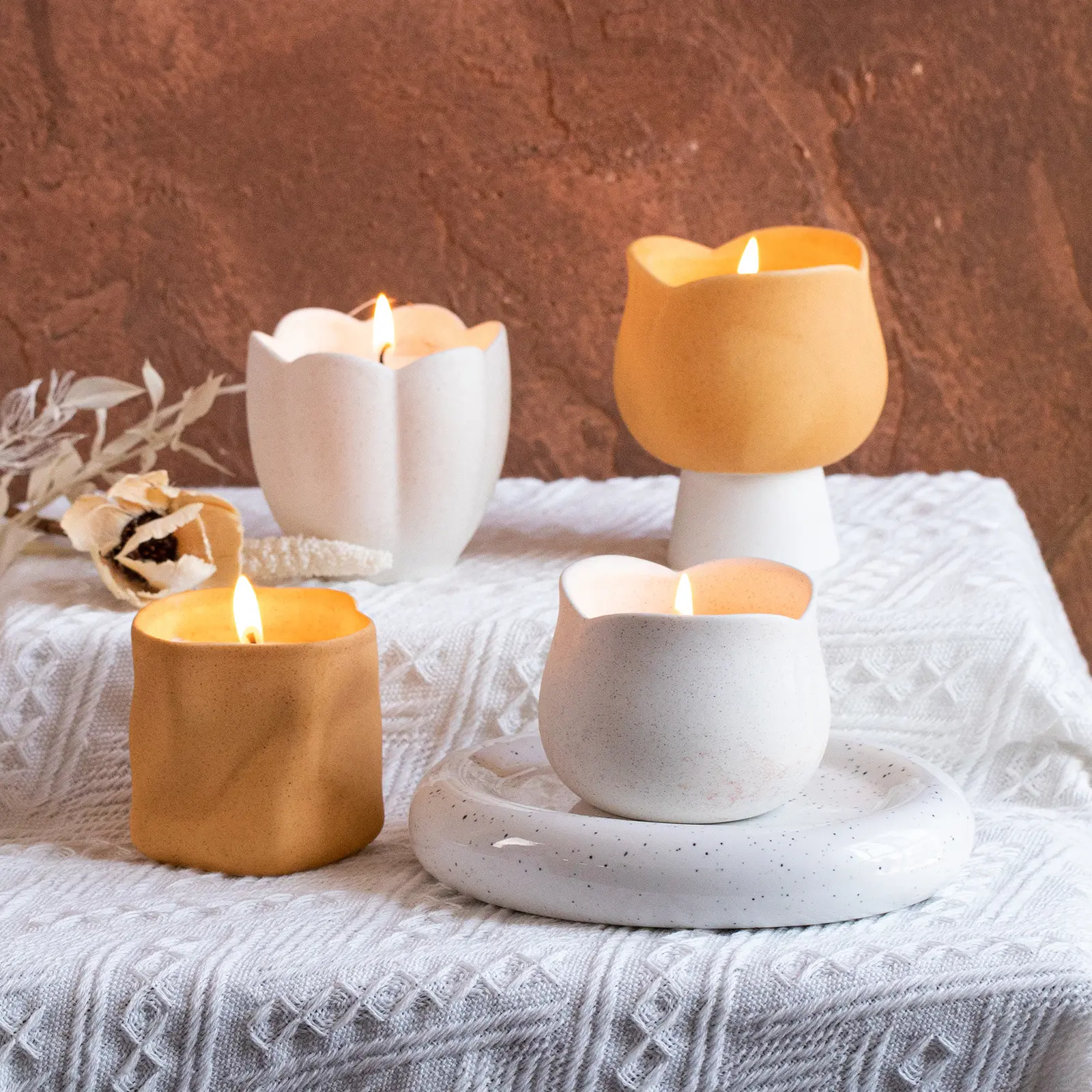 도매 도자기 항아리 6 온스 꽃 독특한 촛불 용기 장식