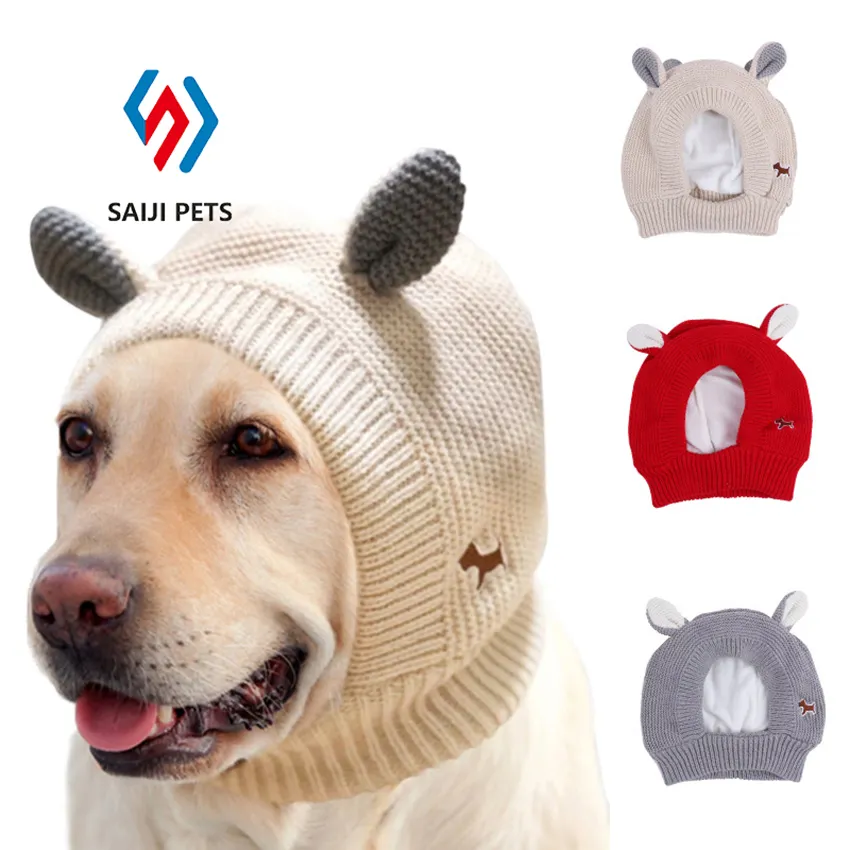 秋冬暖かい新作ニットウサギ耳型快適ペット犬猫帽子ヘッドギア