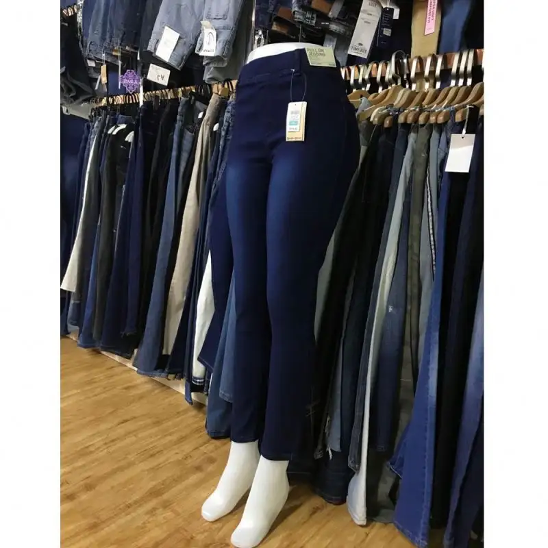 Barato mixto cien diseños de existencias de descuento blue jeans ropa de mujer al por mayor