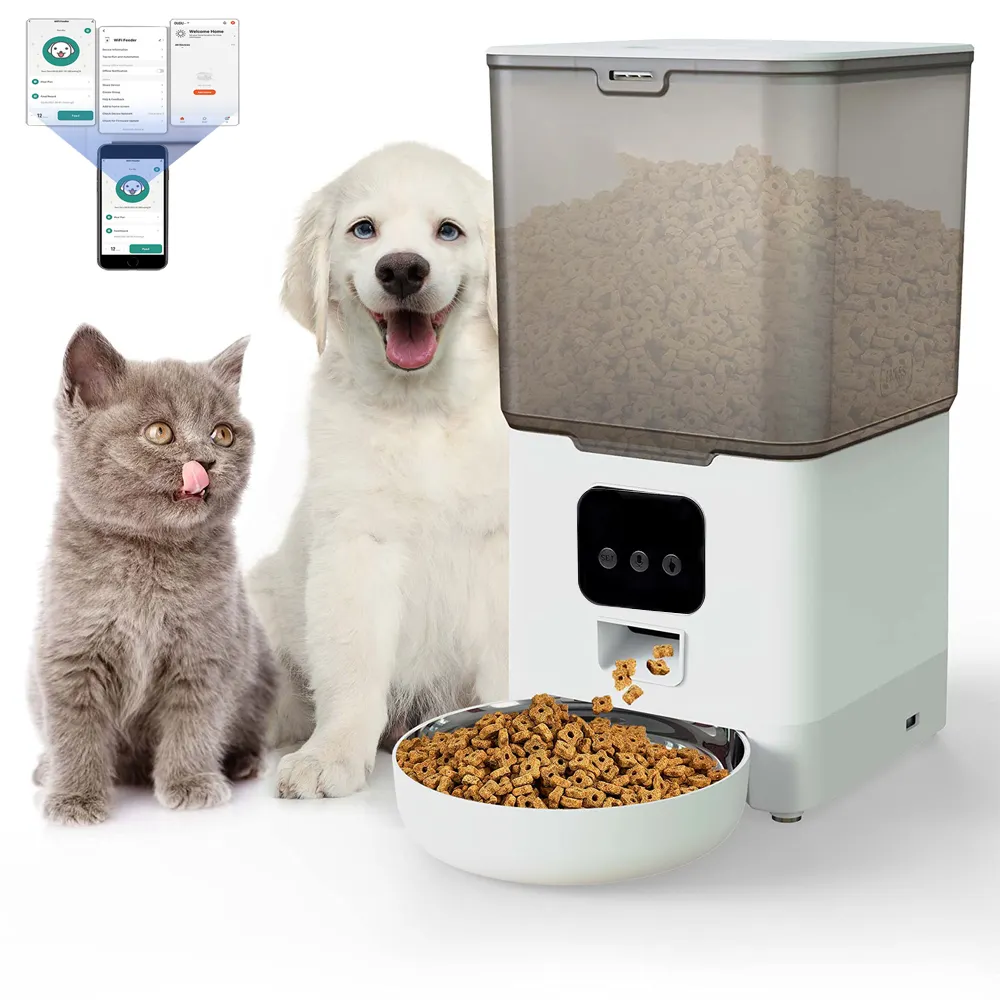 Dispensador de comida para gatos con Wifi eléctrico automático, grabadora de voz de volumen de 6L, comedero inteligente para gatos con Sensor temporizado