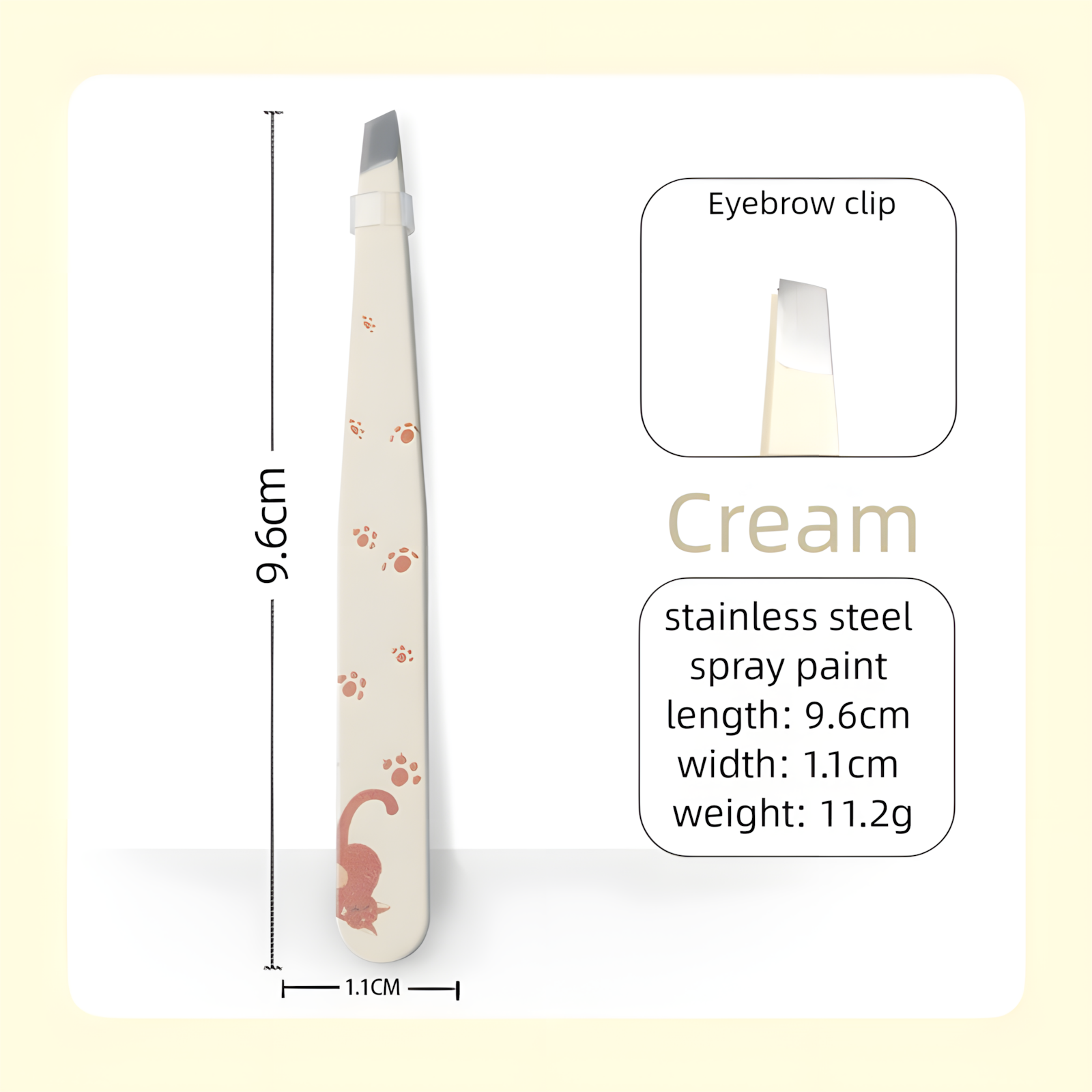 Cream Printed Slanted Tip