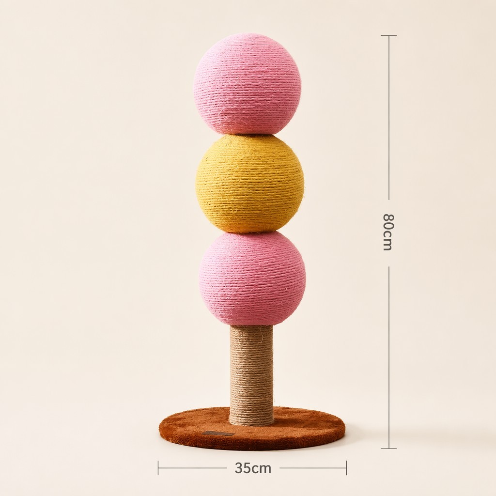 Tour à trois balles 50 cm/19,7 pouces 80 cm, jaune poudré