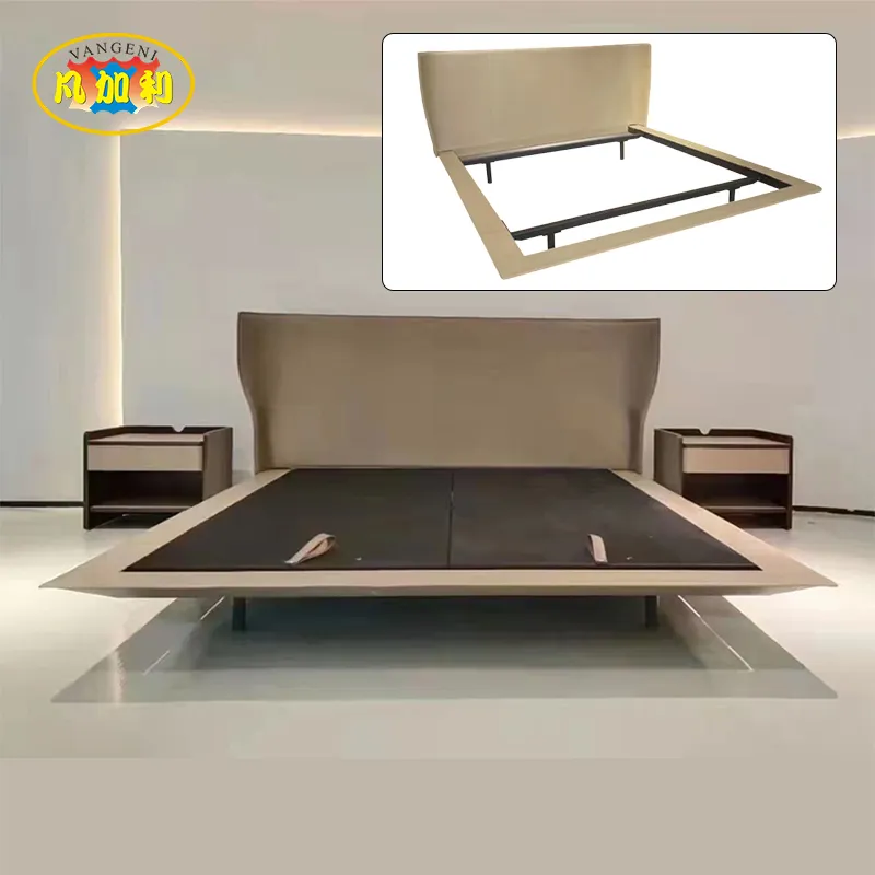 Vangeni Cadre de lit en métal tubulaire carré complet en métal Cadres de meubles design King Size Lits Queens pour hôtel