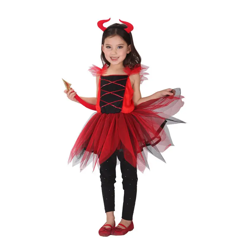 Idea de regalo para Navidad y cumpleaños Niñas Halloween Red Demon Disfraces 2017