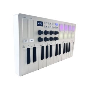Controlador de teclado MIDI de 25 teclas, con 8 almohadillas de tambor retroiluminadas RGB, 8 perillas, a la venta - Product Image 4