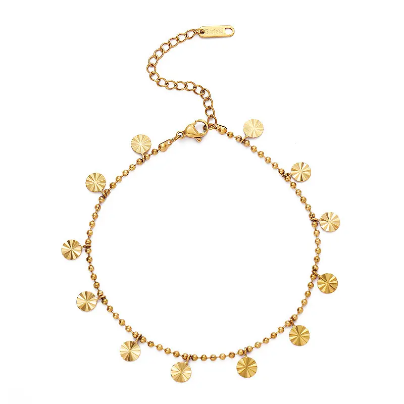 BSA01-pulsera tobillera de acero inoxidable para mujer, joyería de pie sin deslustre, colgante de flor, cadena dorada, 316L