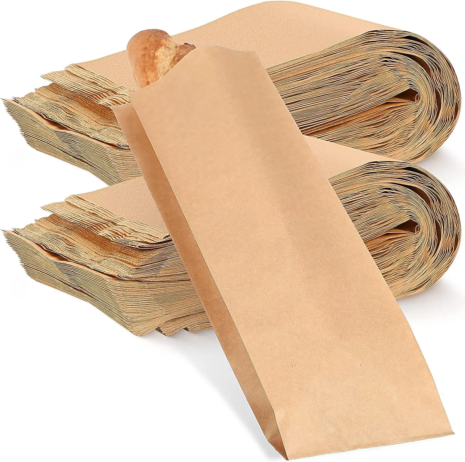 Bolsa de papel casera para pan, bolsas de almacenamiento de pan de papel personalizadas, embalaje de galletas de pan largo desechable para panadería, horneado de alimentos