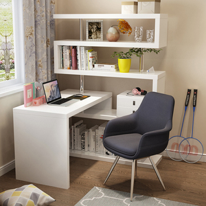 Escritorios de ordenador modernos para oficina en casa, mesa de estudio de escritura con estantería - Product Image 4