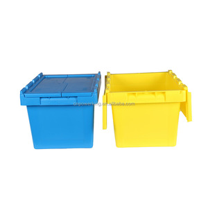 20L簡単に移動するプラスチックスタックとネスティングレンタルターンオーバー可愛い収納ボックスヒンジ付きふた付き - Product Image 4