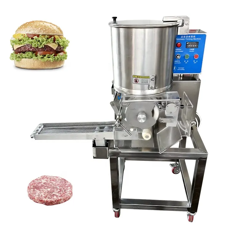 Máquina formadora de hamburguesas eléctrica, máquina para hacer chuletas completamente automática, máquina para hacer hamburguesas de acero inoxidable