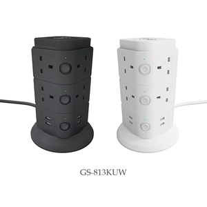 Cable de extensión de placa de alimentación de Torre Vertical anti-trueno de enchufe británico multicapa con interruptor y carga inalámbrica - Product Image 1