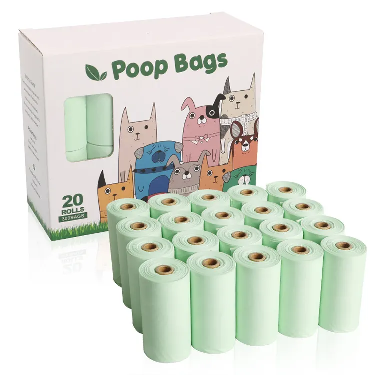 Amaz Best Seller Nouveaux sacs à ordures écologiques pour animaux de compagnie avec amidon de maïs Sacs à déjections biodégradables pour chiens en PLA