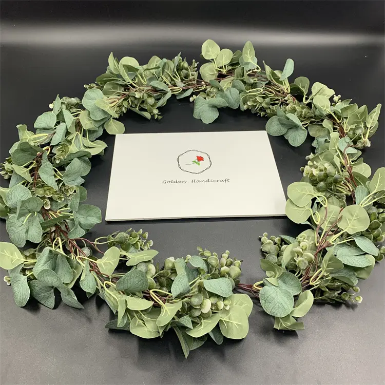 New Fashion Artificial Green Leaves Eucalyptus Garland Leaves For Wedding Decoration