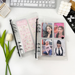 Pvc trasparente nero 6 raccoglitore ad anelli Album fotografico scintillante A5 A6 quaderno a fogli mobili ricaricabile quaderno impermeabile con bottone - Product Image 1