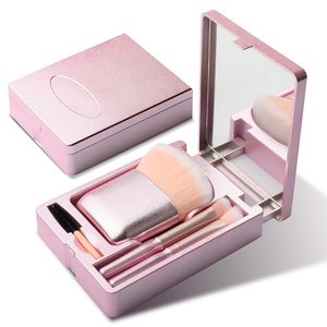 Makyaj fırçalar ayna seti ile 4 in 1 Mini kozmetik fırça kiti fondöten fırça makyaj aracı - Product Image 1