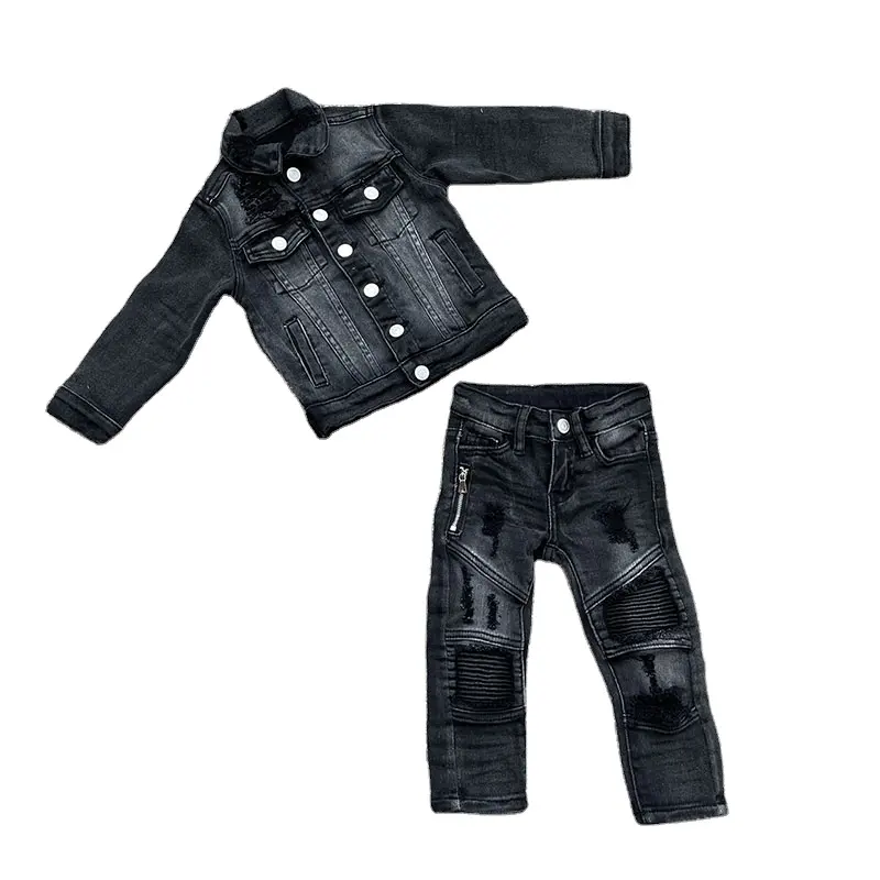 ZhuoYang vêtement prix de gros 2021 nouveau Style enfants mode noir en détresse lavage conception garçons pantalons jean