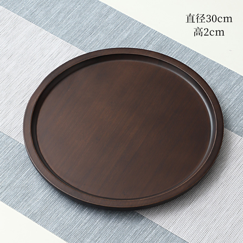 116 30*30*2 Walnut-colored round carved plate