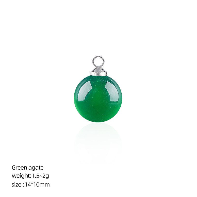 Pendentif rond agate verte 10mm