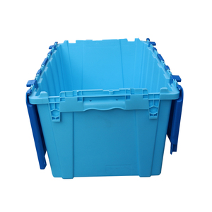 QS Warehouse Plastic Moving Crate Nestable Storage Attached Lid <strong>Containers</strong> Round Trip Tote <strong>Logistic</strong> Box for Transport - Product Image 5