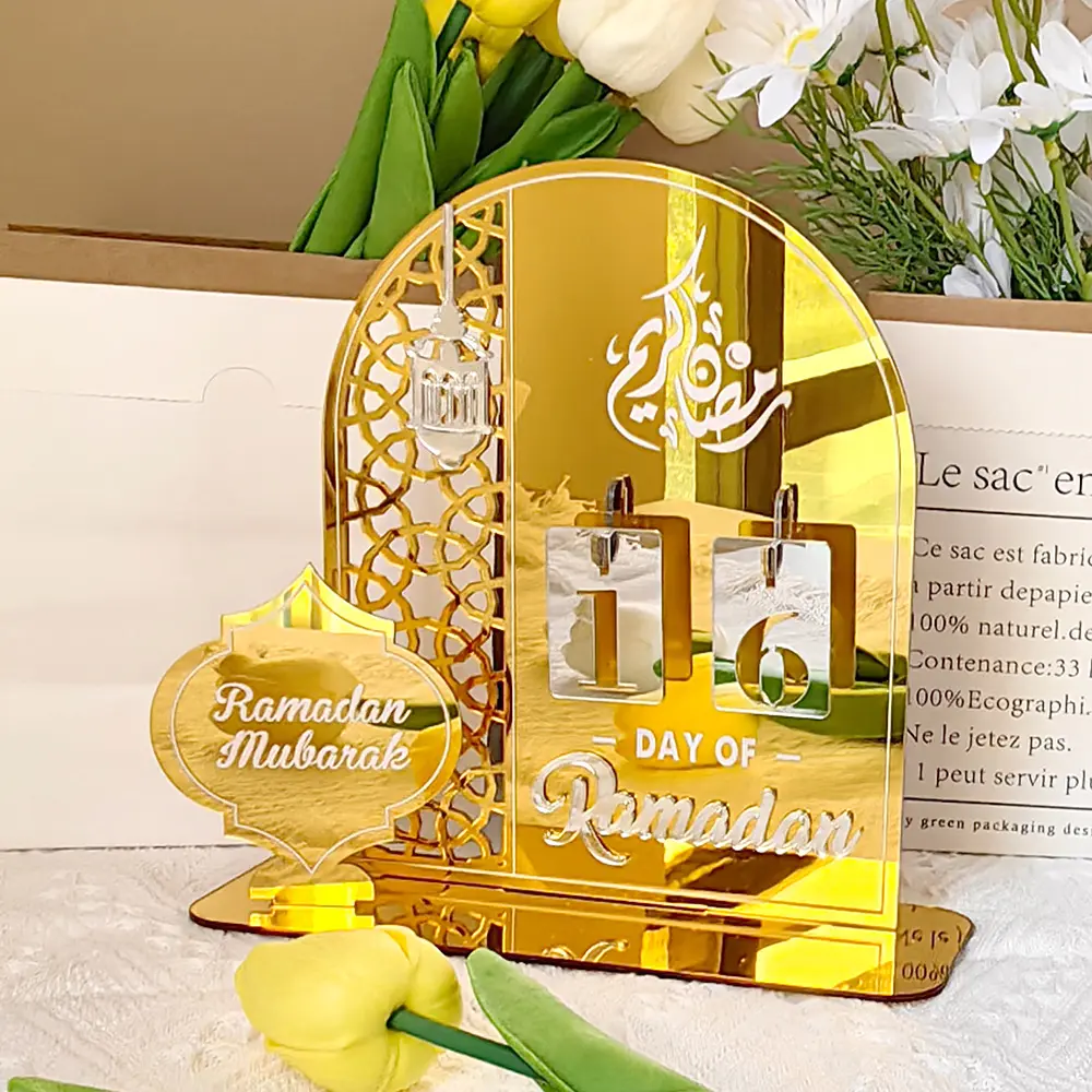 Nuovo calendario acrilico dell'avvento di Ramadan Mabarack Eid calendario conto alla rovescia per Eid regalo islamico decorazione Ramadan