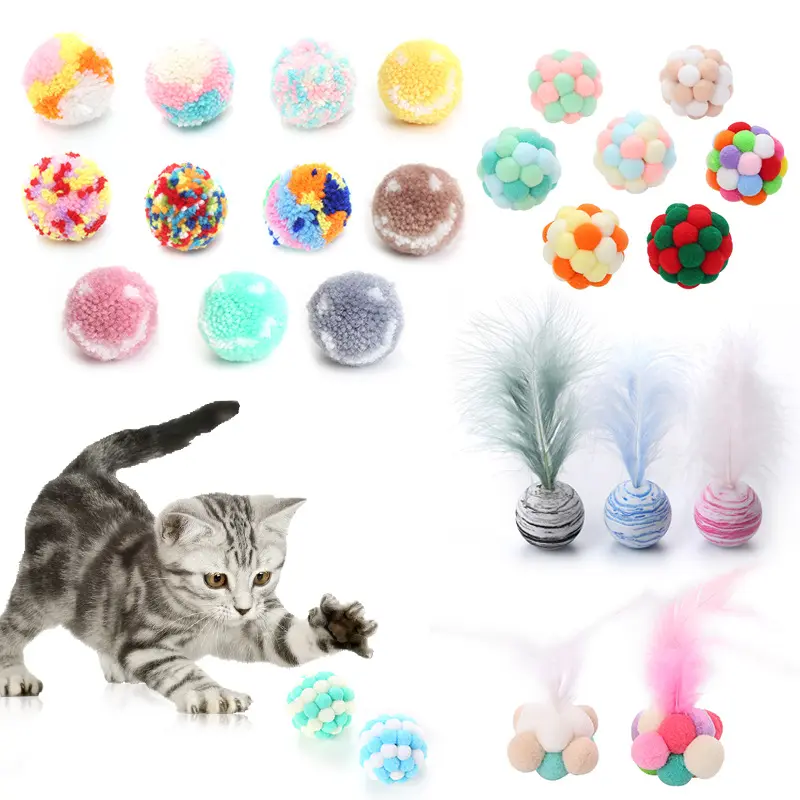 Shengfeng Peluche boules grande collection Riches styles et couleurs vives balles de jouet pour animaux de compagnie Jouet pour chat