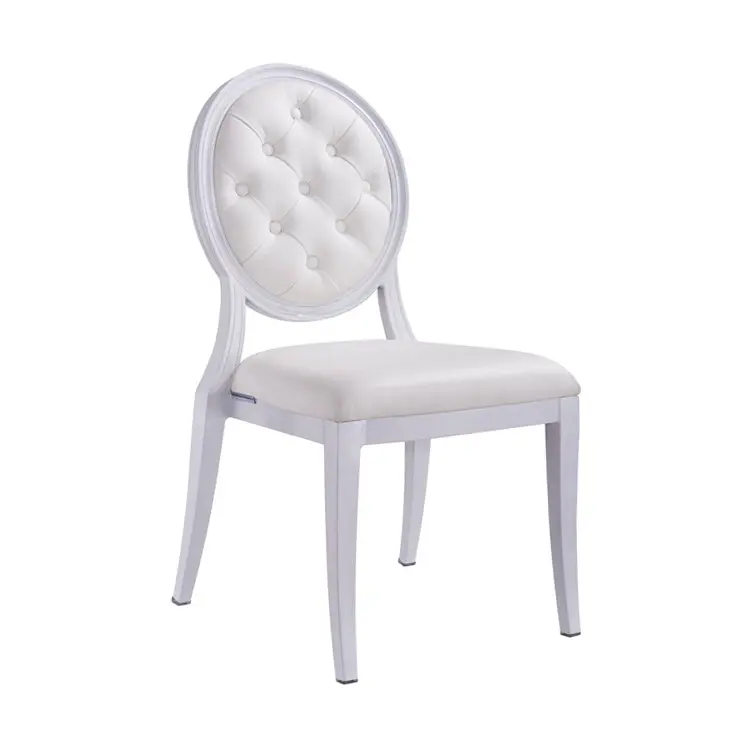 Modern White Fabric Cushion Stackable Elegant Design Louis Wedding Dining Chair