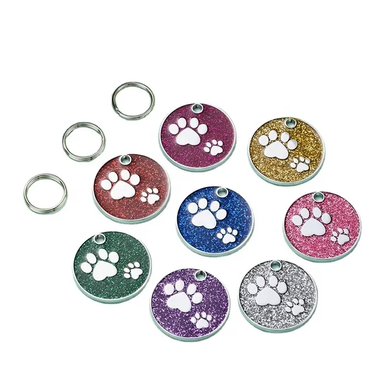 Etichetta multicolore per cani in lega di zinco con impronta in rilievo per animali domestici anti-smarrimento accessori per collare con etichetta identitaria per gatti e cani