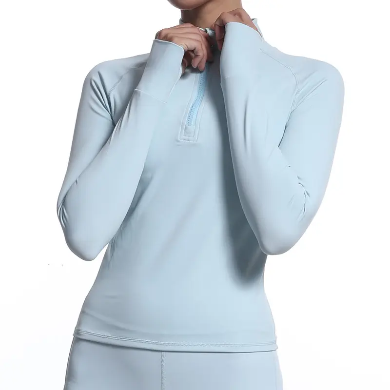 Autunno nuovi prodotti nudo sport fitness yoga vestiti maglione cerniera a maniche lunghe aderente t-shirt a maniche lunghe