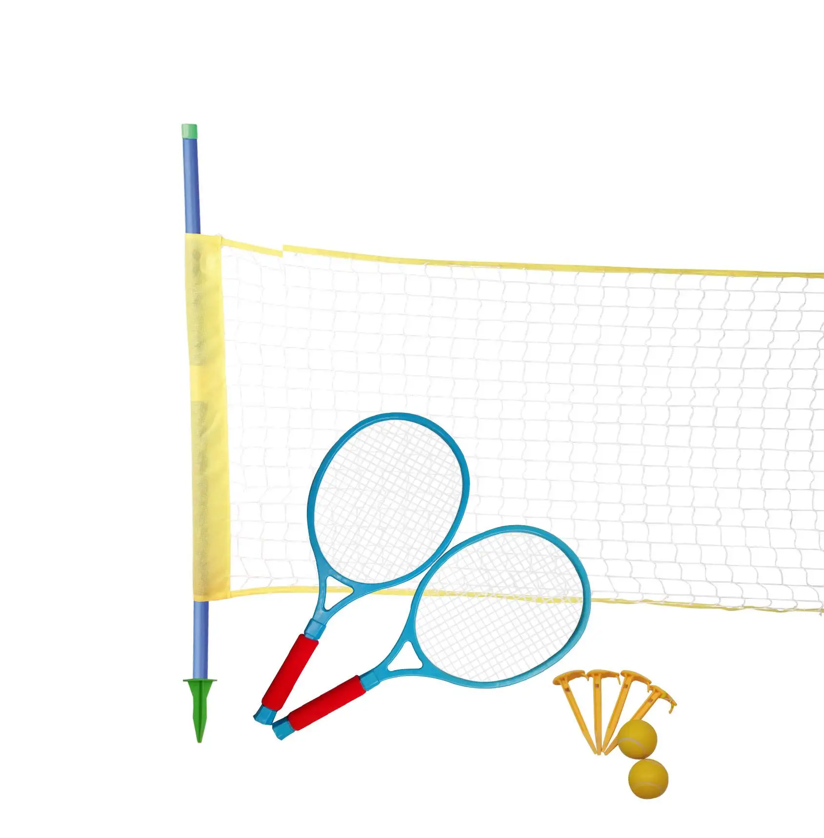 Juego de raquetas de plástico para exteriores, Set de tenis con red y poste de jardín, caja de Color de plástico, 2000 juegos, EN71/ASTMF963 TT ,L/C 101038 CN;GUA