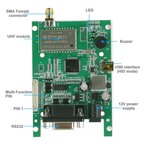 Módulo RFID UHF Módulo lector de 860-960Mhz con salida USB Wiegand Interfaz RS232 RS485 Módulo lector RFID UHF