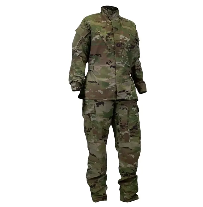 Set di uniformi mimetiche tattiche da combattimento Bdu Rip Stop Jacket pantaloni Cargo tuta manica in vita regolabile Unisex