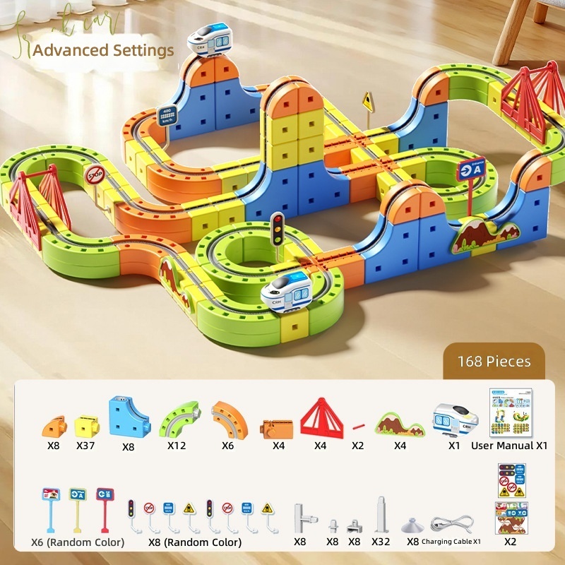 Set di binari versatili non magnetici: set da 168 pezzi con 1 auto
