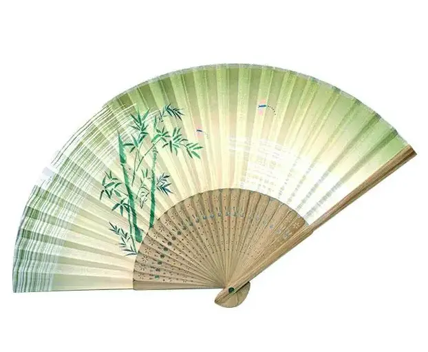 Logo personnalisé chinois bambou imprimé tissu bambou ventilateur portable pliant en papier ventilateur à main pour faveurs cadeau