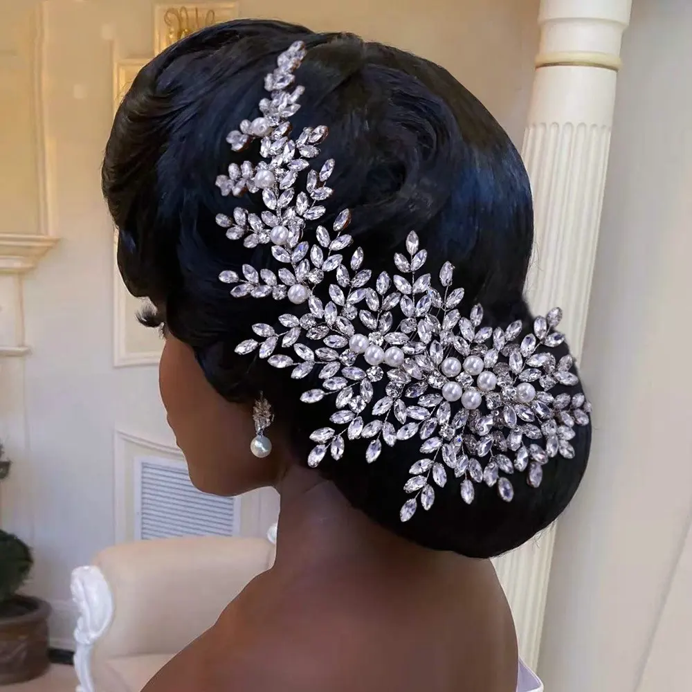Accessori per capelli da sposa con corona nuziale di lusso diadema da sposa e copricapo con strass per copricapo da donna