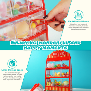 Retro Mini Kẹo Cửa Hàng Với Kẹp Gắp, Mini Máy Bán Hàng Tự Động, Ít Thanh Kẹo, Snack Lưu Trữ Hỗn Hợp Container, 9 Mảnh Gummy Ngọt Ngào Đứng - Product Image 4