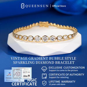 18K vàng IGI 4.2 Carat queensun cổ điển phòng thí nghiệm trồng Kim Cương Vòng đeo tay Gradient thiết kế bong bóng VS de Vòng đeo tay Kim Cương - Product Image 2