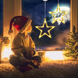 Luces de Navidad de estrellas LED, luces de cadena de ventana con pilas con ventosas, temporizador, para decoración de Navidad interior - Product Image 3