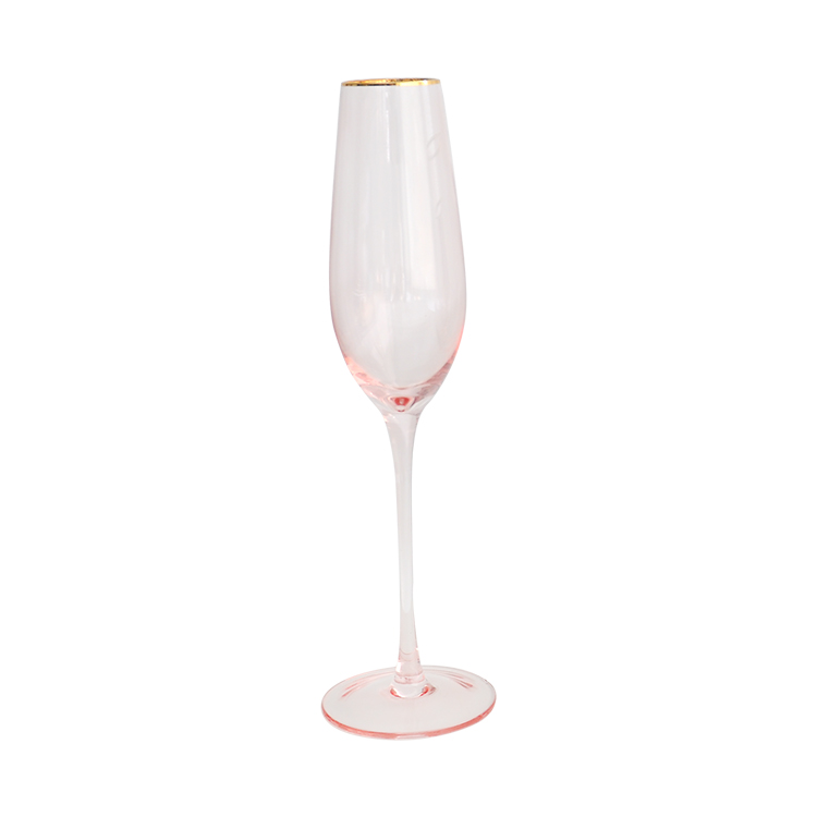 verre à vin cerclé d'or rose E