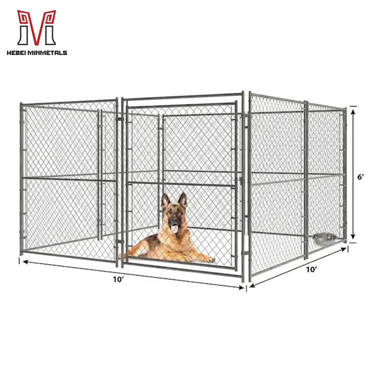Individuelle 10 × 10 × 6 Qualität im Freien gebrauchte Kette Link Hundekennel Lowes geschlossene Oberseite zu verkaufen Haustier Laufen spielen