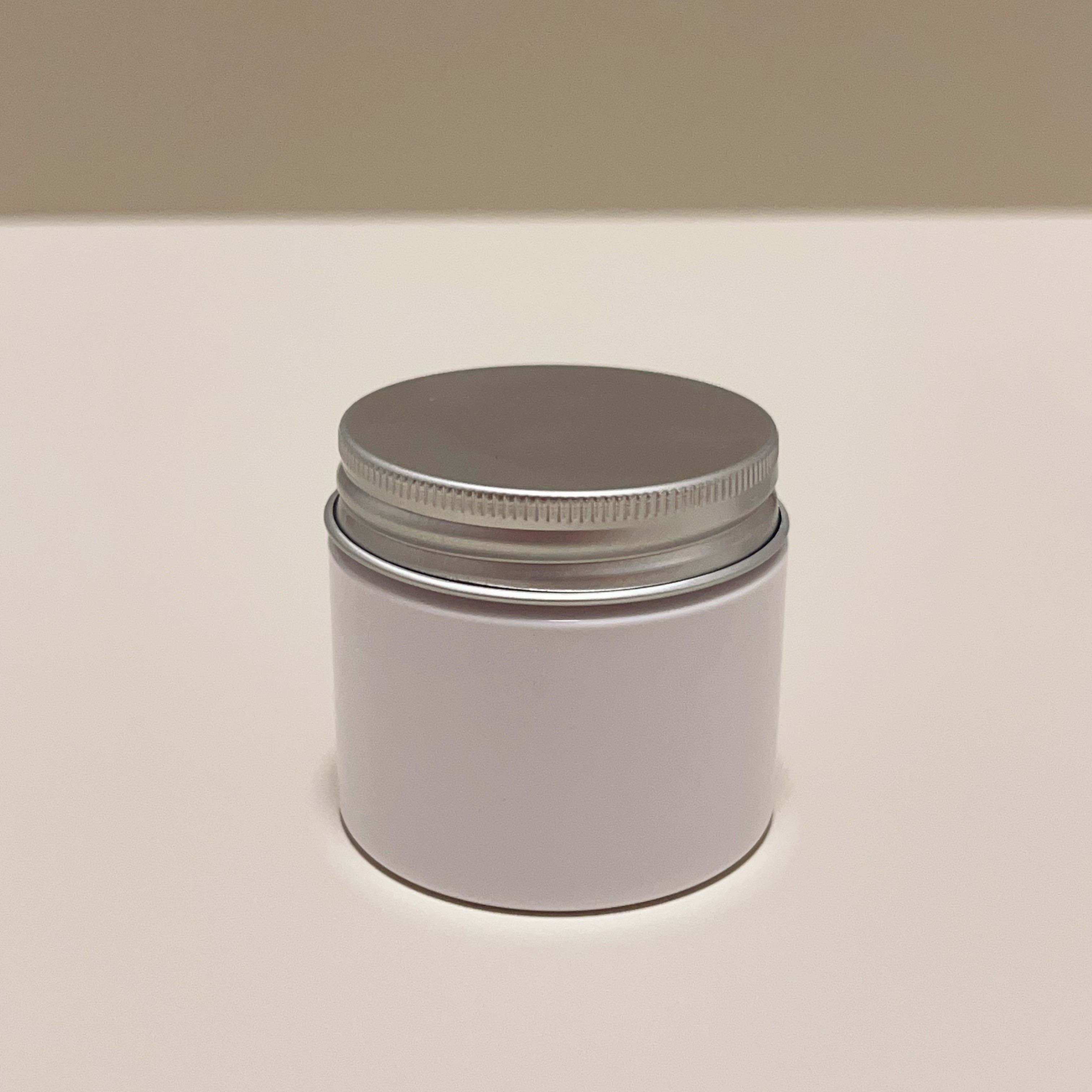 White Jar with Silver Aluminum Lid