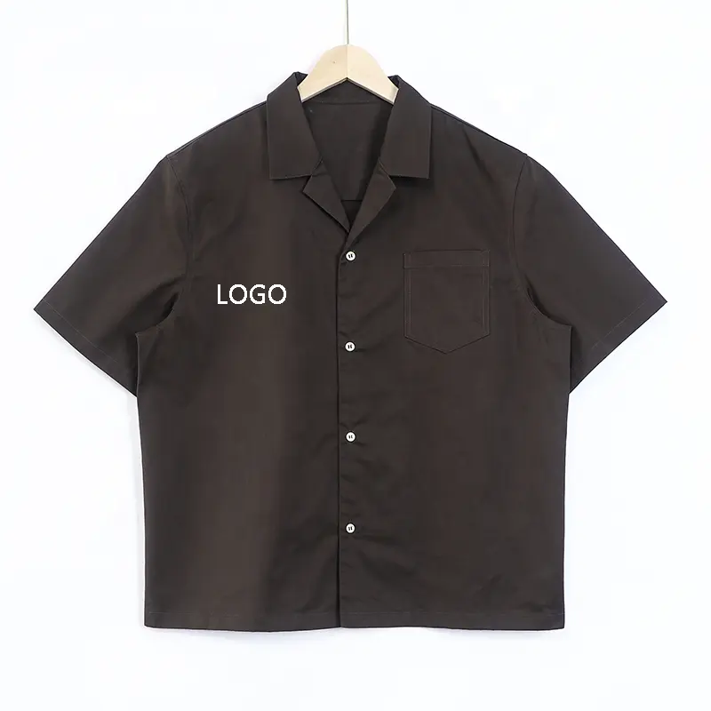 Camisa de manga corta con logotipo personalizado para hombre, camisa de diseño de talla grande, Color sólido, 100% algodón, de fábrica