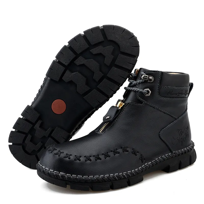 New Arrival Big Size Fashion Comfortable Casual shoes Durable Warm Leather Boots for Men