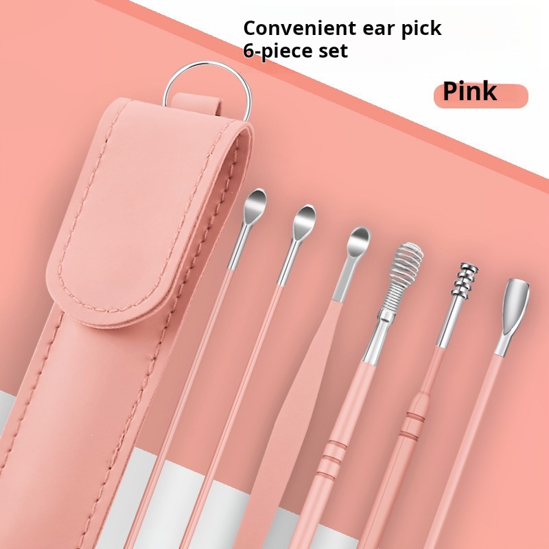 Leather bag - pink - 6-piece set
