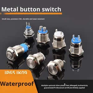 Nút ấn kim loại điện tử 8mm/10mm/12mm tự đặt lại thường mở 1NO 250V IP65 thiết bị đầu cuối vít chống nước LED khởi động nguồn - Product Image 5