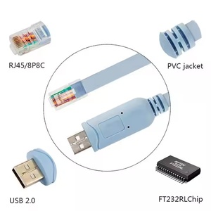 2025 Neu FTDI USB zu RJ45 Rollover Kabel mit geflochtenem Schild für Router <span class=keywords><strong>Management</strong></span> Plug Play DE Industry Network-kompatibel