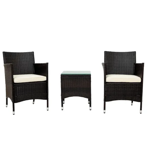 Mobiliário Sofá Set PE Rattan Wicker Chair com mesa Outdoor Garden Porch Furniture Set 3 peças set