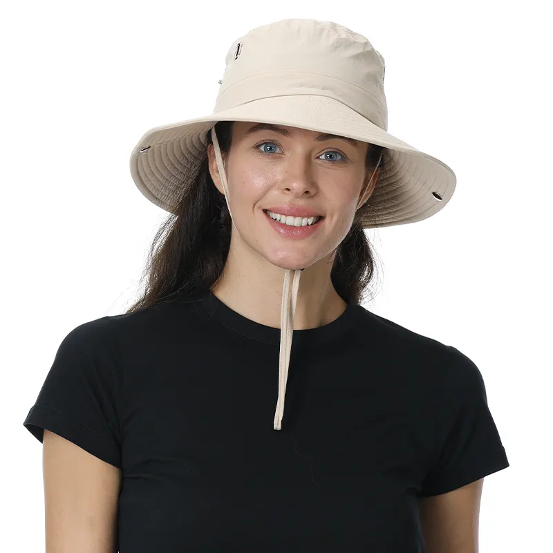 Di alta qualità spiaggia estiva protezione Uv visiera cappello da sole donna Sport all'aperto protezione solare cappello secchio con Logo personalizzato