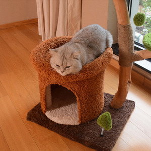 ヤシの木猫の家サイサル傷付きトランク二層猫登山フレームツリーハウス
