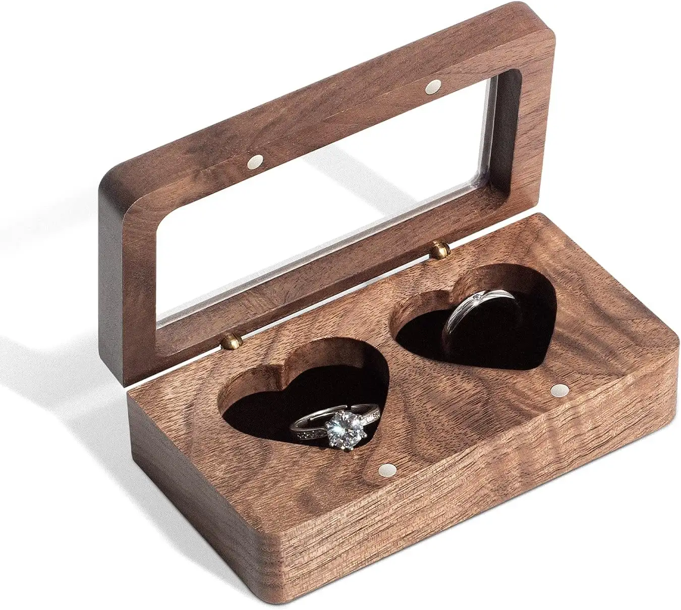 Scatola di gioielli in legno con Logo regalo all'ingrosso personalizzato noce quercia incisa scatola di gioielli in legno